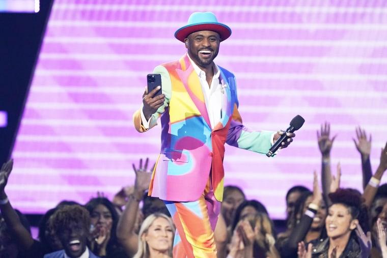 Host Wayne Brady is seen onstage at the American Music Awards on Sunday, Nov. 20, 2022, at the Microsoft Theater in Los Angeles.